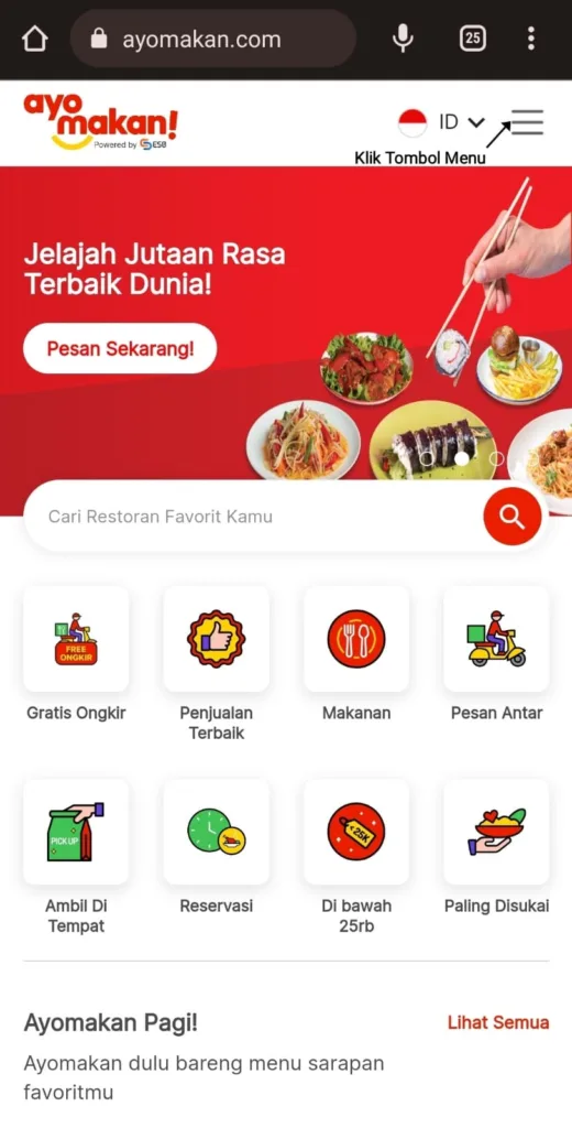 Pesan Makanan Online versi mobile